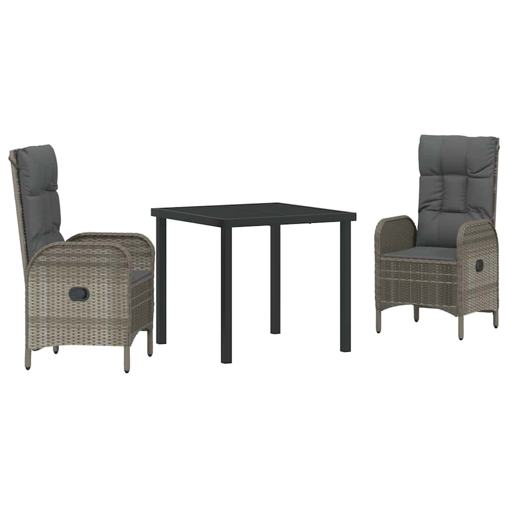 Ensemble de salle à manger pour jardin 3 pcs Gris polyrotin - XIOS