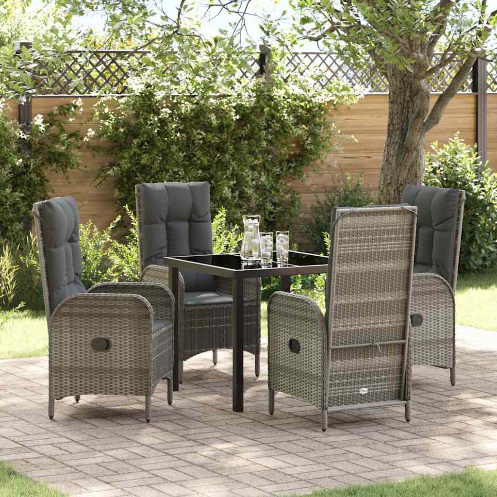 Ensemble de salle à manger pour jardin 5 pcs Gris polyrotin - XIOS