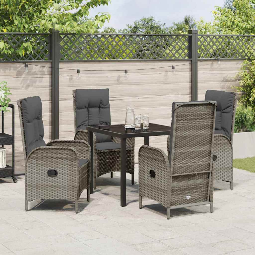 Ensemble de salle à manger pour jardin 5 pcs Gris polyrotin - XIOS