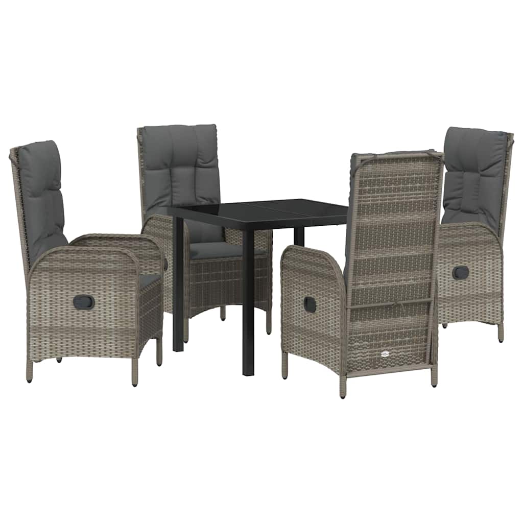 Ensemble de salle à manger pour jardin 5 pcs Gris polyrotin - XIOS