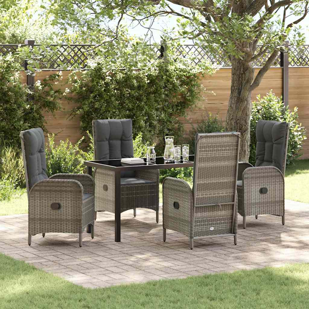 Ensemble de salle à manger pour jardin 5 pcs Gris polyrotin - XIOS