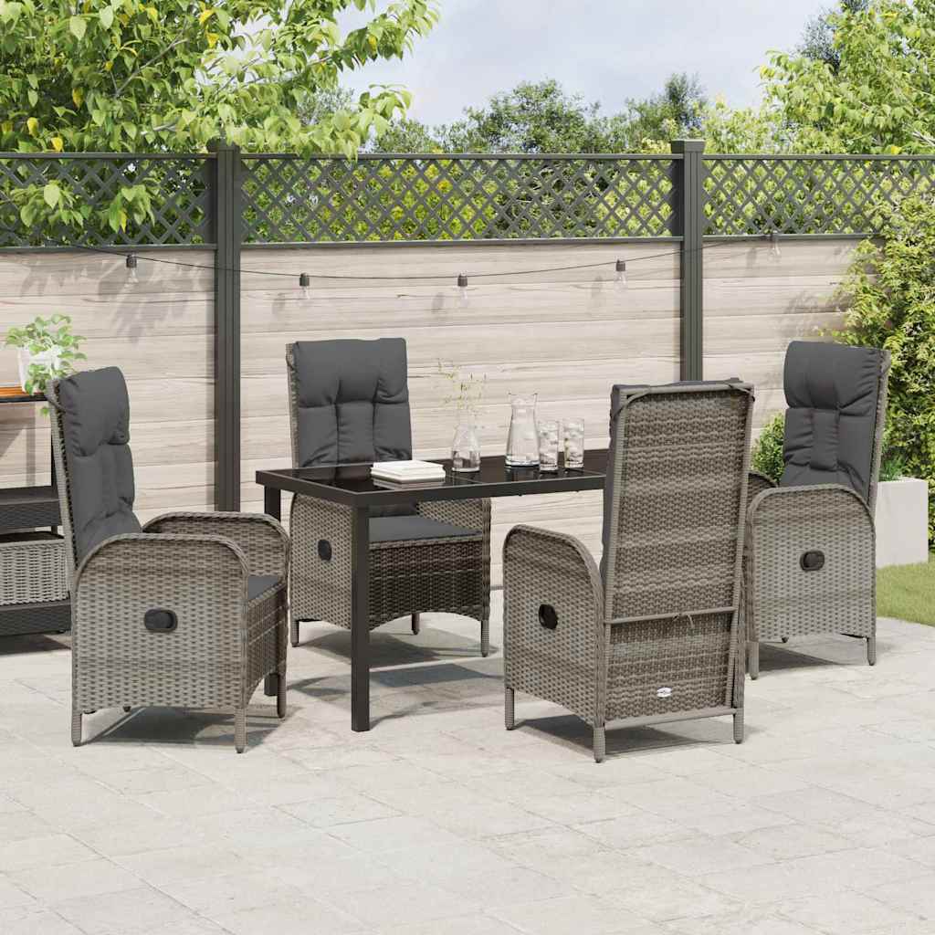 Ensemble de salle à manger pour jardin 5 pcs Gris polyrotin - XIOS