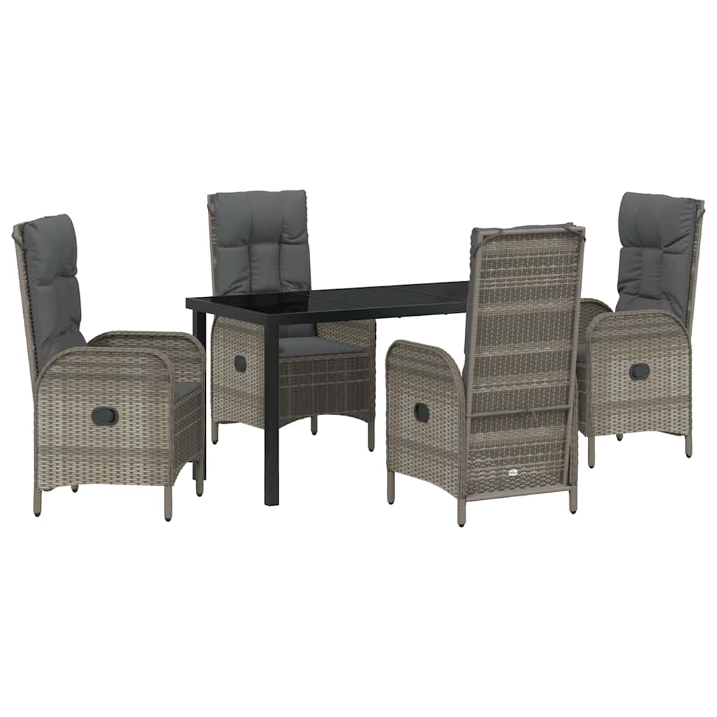 Ensemble de salle à manger pour jardin 5 pcs Gris polyrotin - XIOS