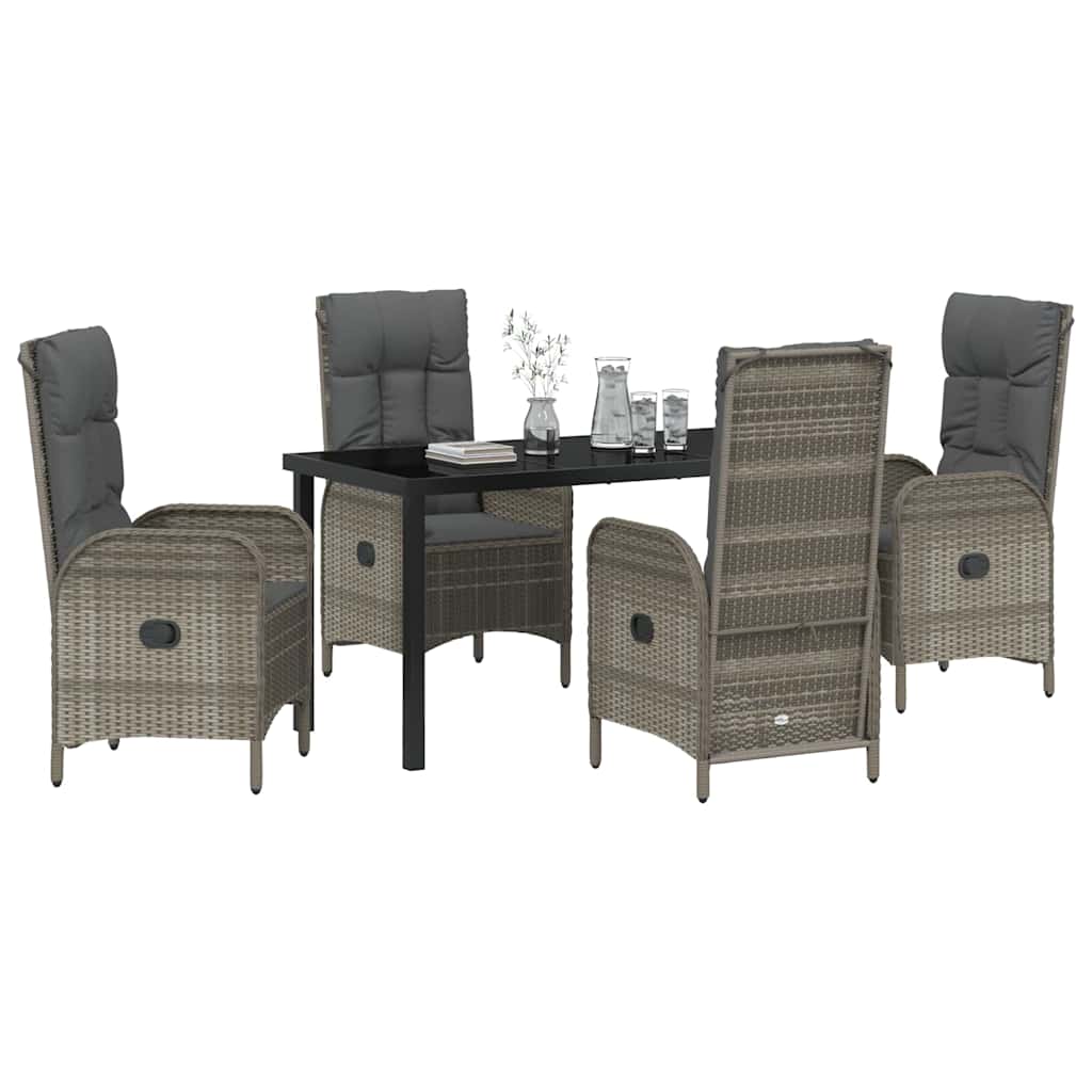 Ensemble de salle à manger pour jardin 5 pcs Gris polyrotin - XIOS