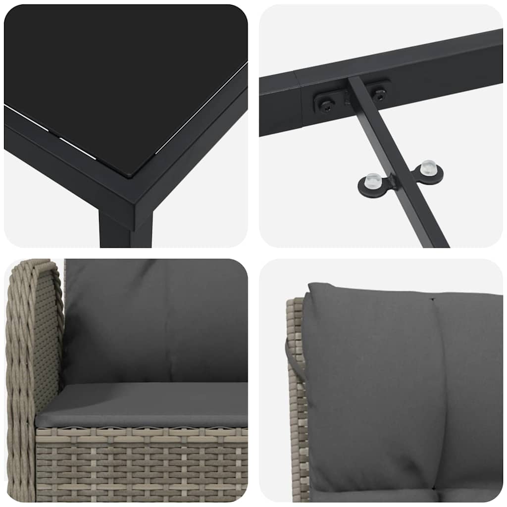 Ensemble de salle à manger pour jardin 5 pcs Gris polyrotin - XIOS