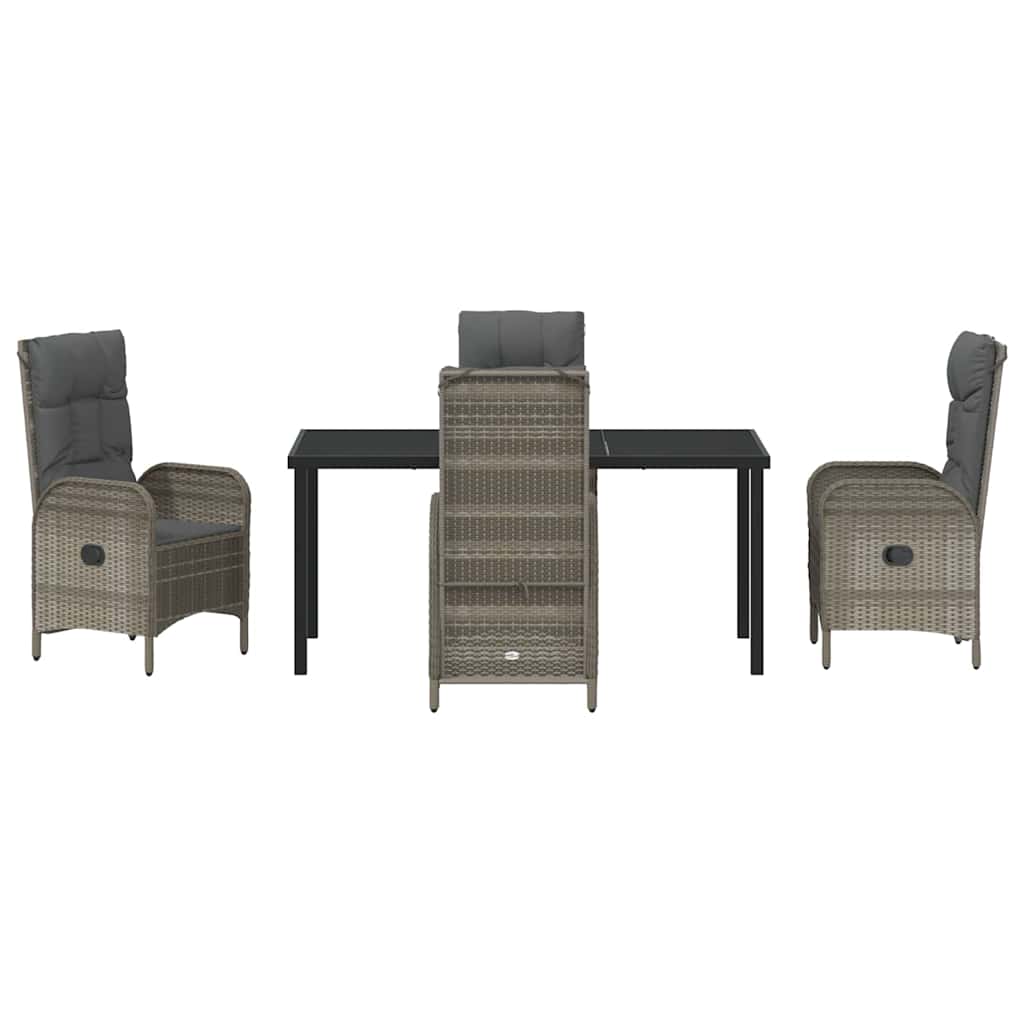 Ensemble de salle à manger pour jardin 5 pcs Gris polyrotin - XIOS
