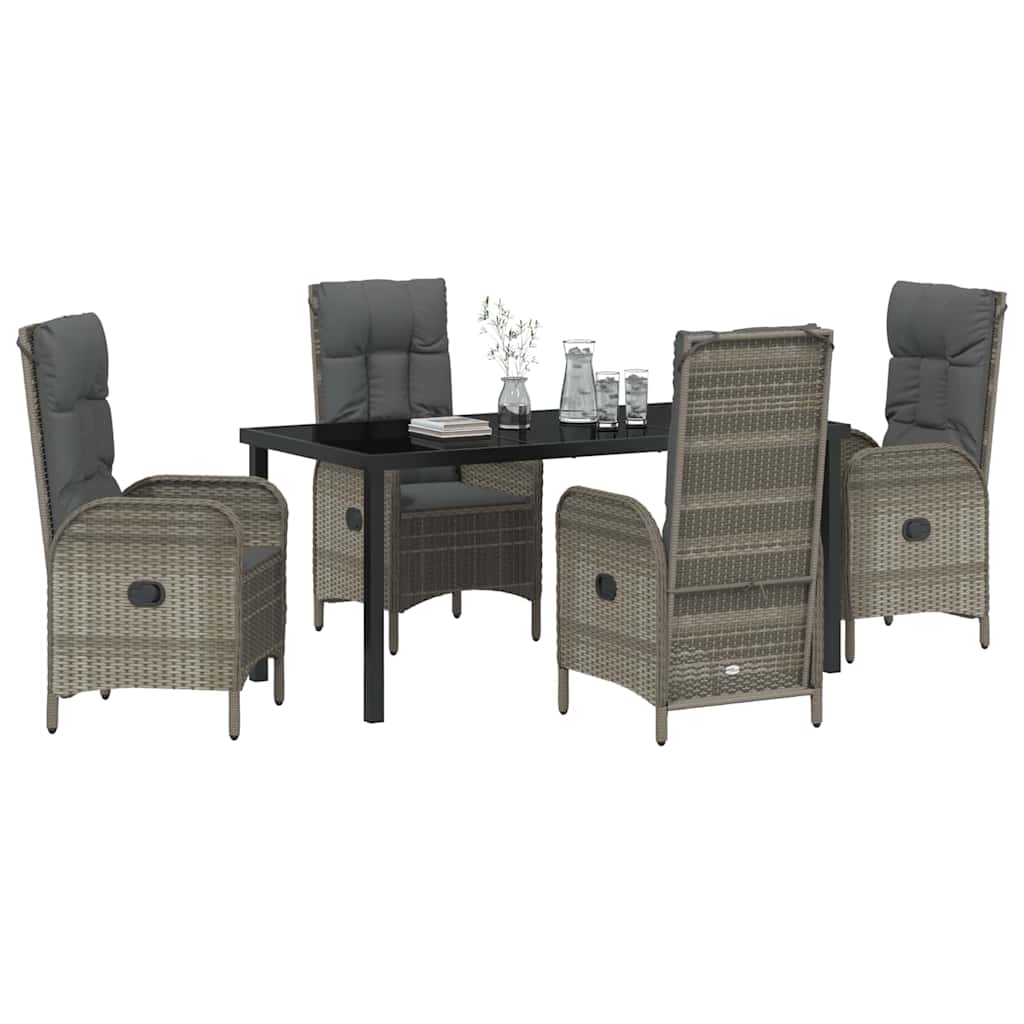 Ensemble de salle à manger pour jardin 5 pcs Gris polyrotin - XIOS