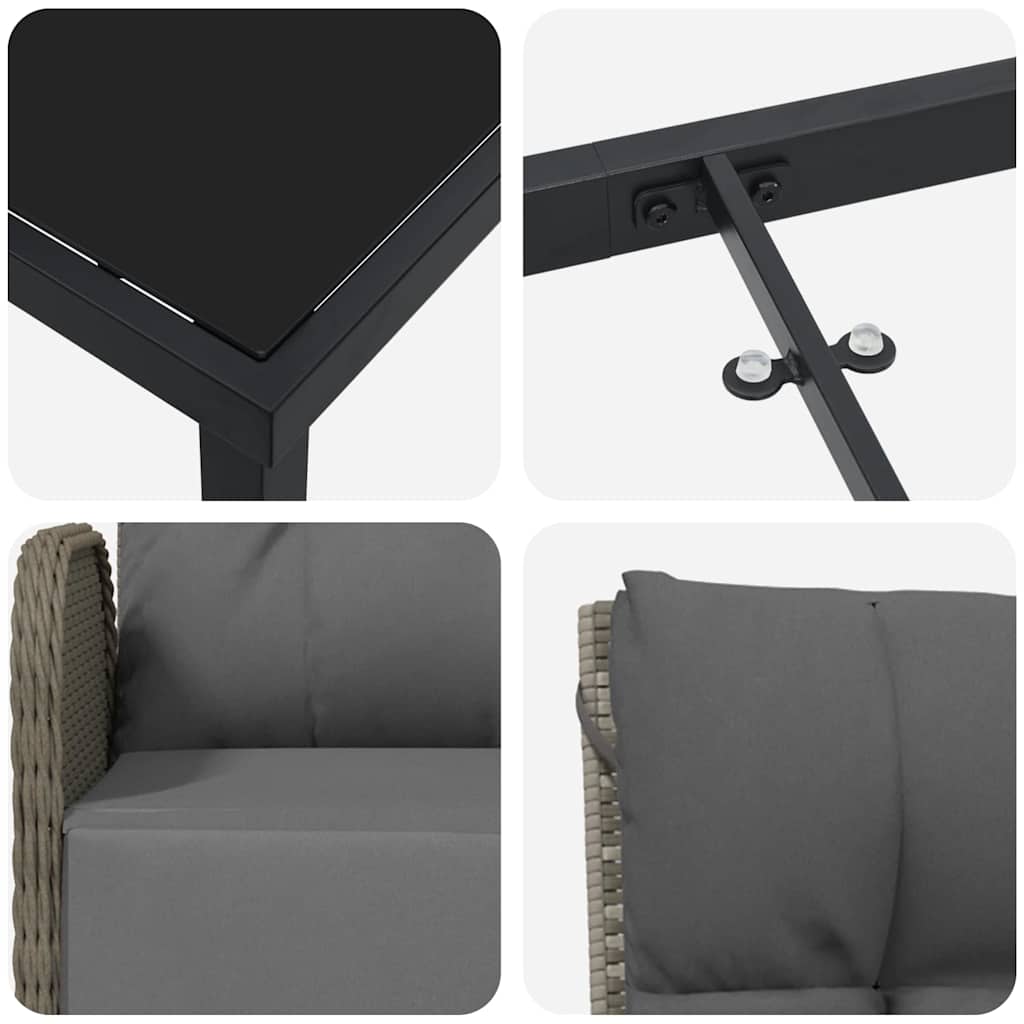 Ensemble de salle à manger pour jardin 3 pcs Gris polyrotin - XIOS
