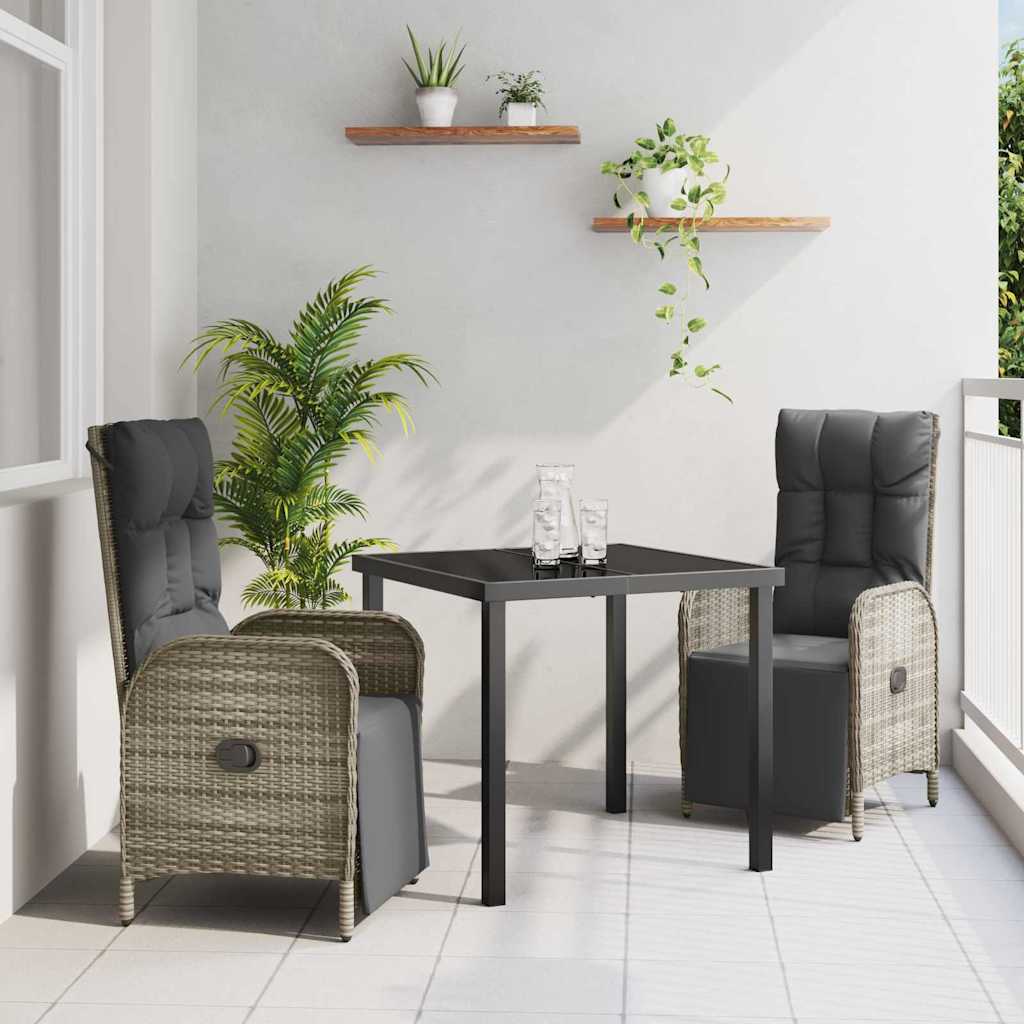 Ensemble de salle à manger pour jardin 3 pcs Gris polyrotin - XIOS