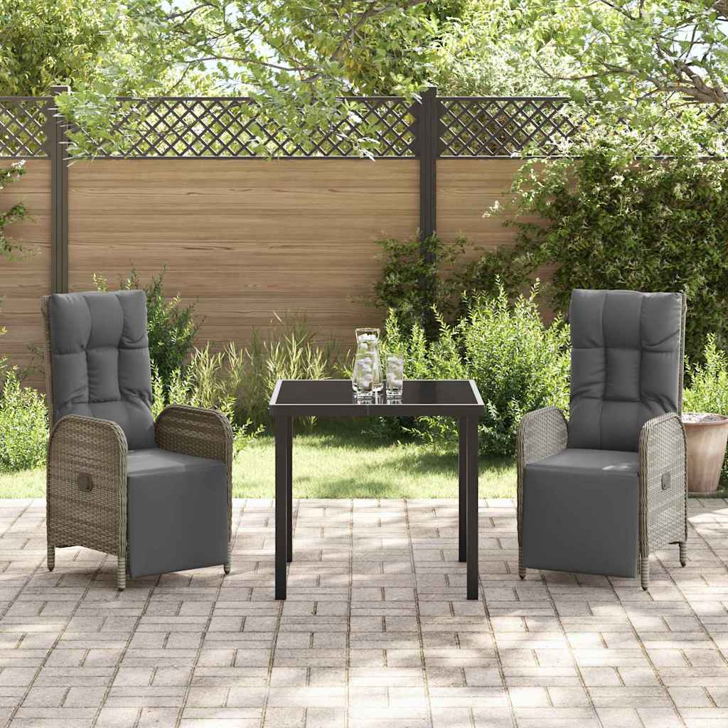Ensemble de salle à manger pour jardin 3 pcs Gris polyrotin - XIOS