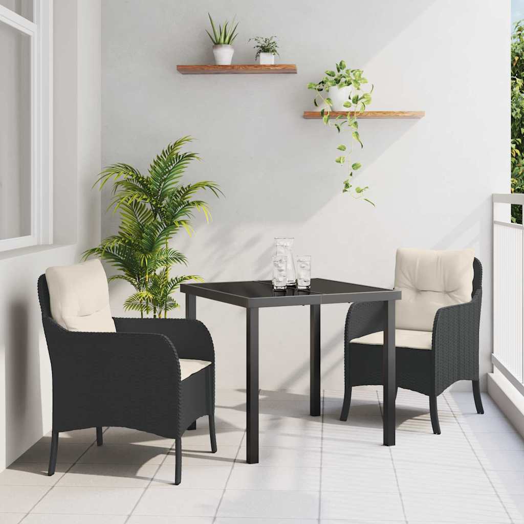 Ensemble de salle à manger pour jardin 3 pcs Noir polyrotin - XIOS