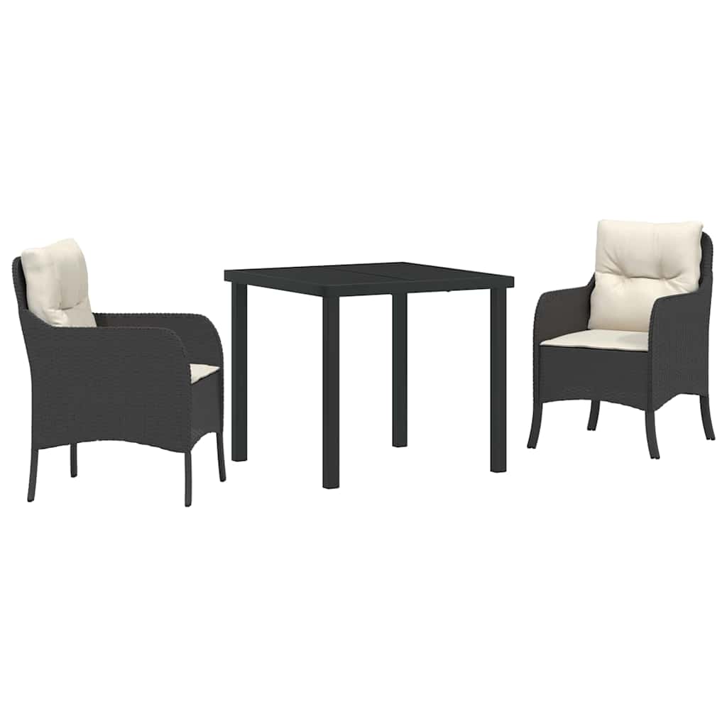 Ensemble de salle à manger pour jardin 3 pcs Noir polyrotin - XIOS