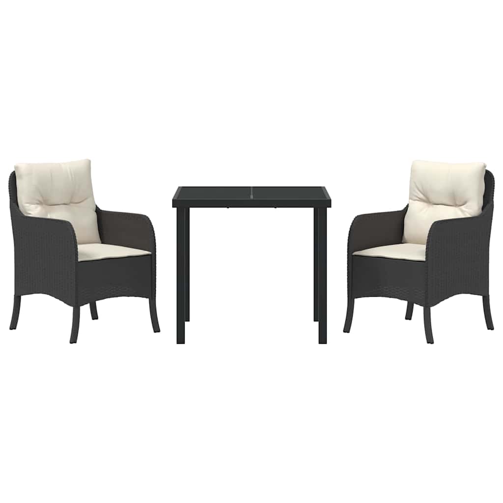 Ensemble de salle à manger pour jardin 3 pcs Noir polyrotin - XIOS