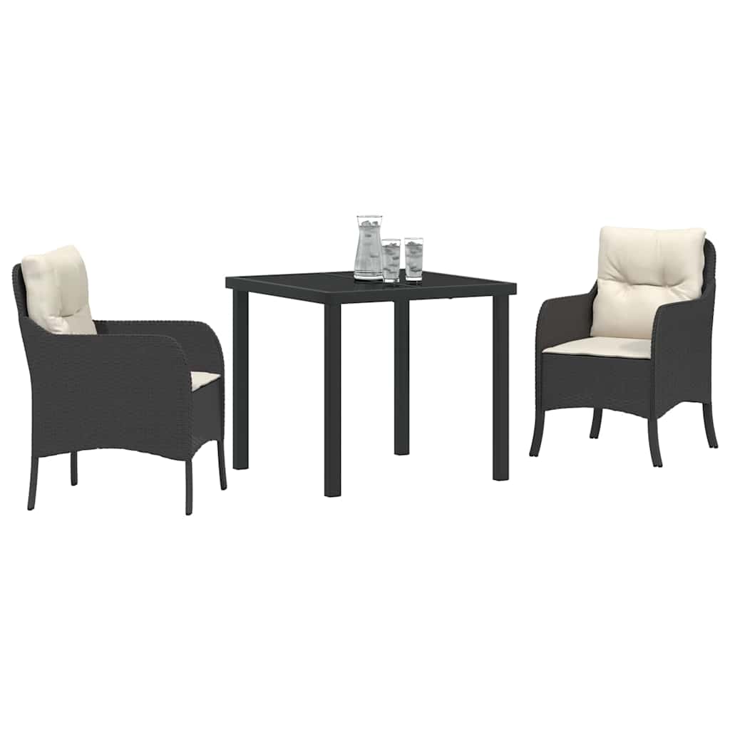 Ensemble de salle à manger pour jardin 3 pcs Noir polyrotin - XIOS