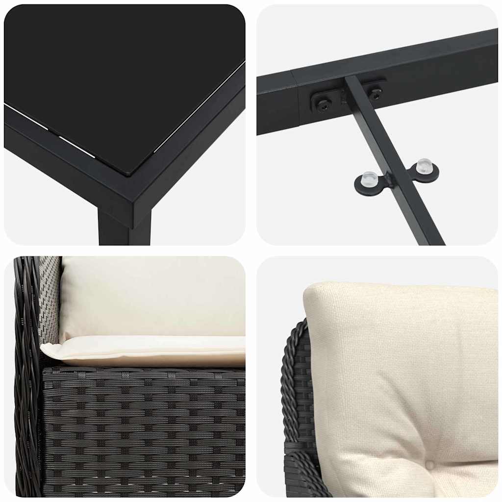 Ensemble de salle à manger pour jardin 5 pcs Noir polyrotin - XIOS