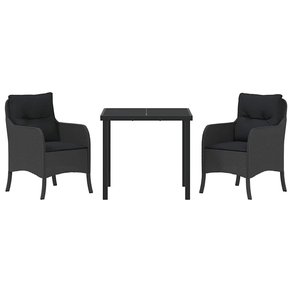 Ensemble de salle à manger pour jardin 3 pcs Noir polyrotin - XIOS