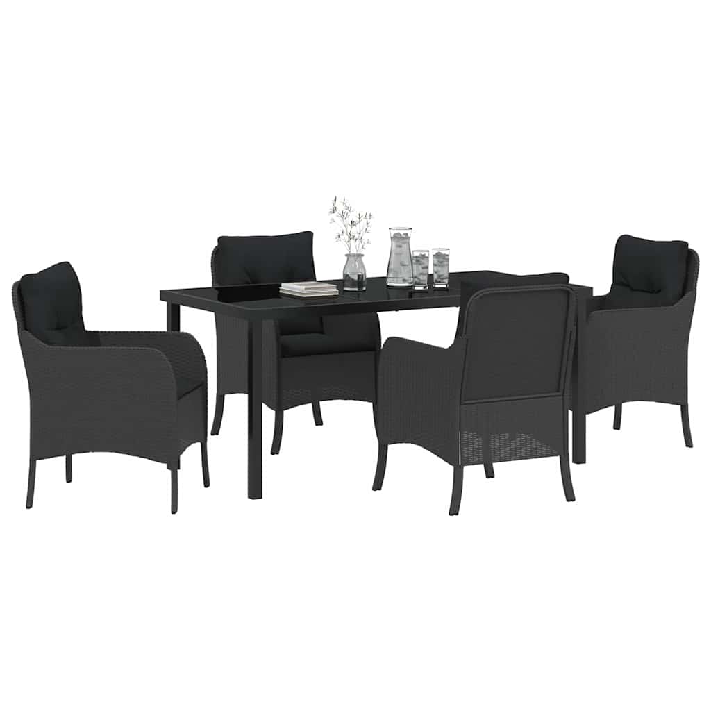 Ensemble de salle à manger pour jardin 5 pcs Noir polyrotin - XIOS