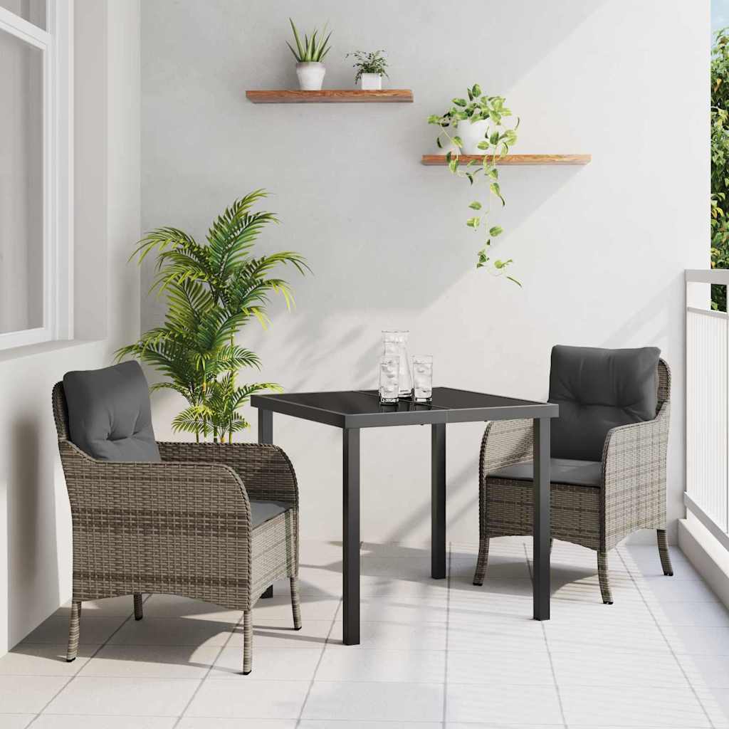 Ensemble de salle à manger pour jardin 3 pcs Gris polyrotin - XIOS