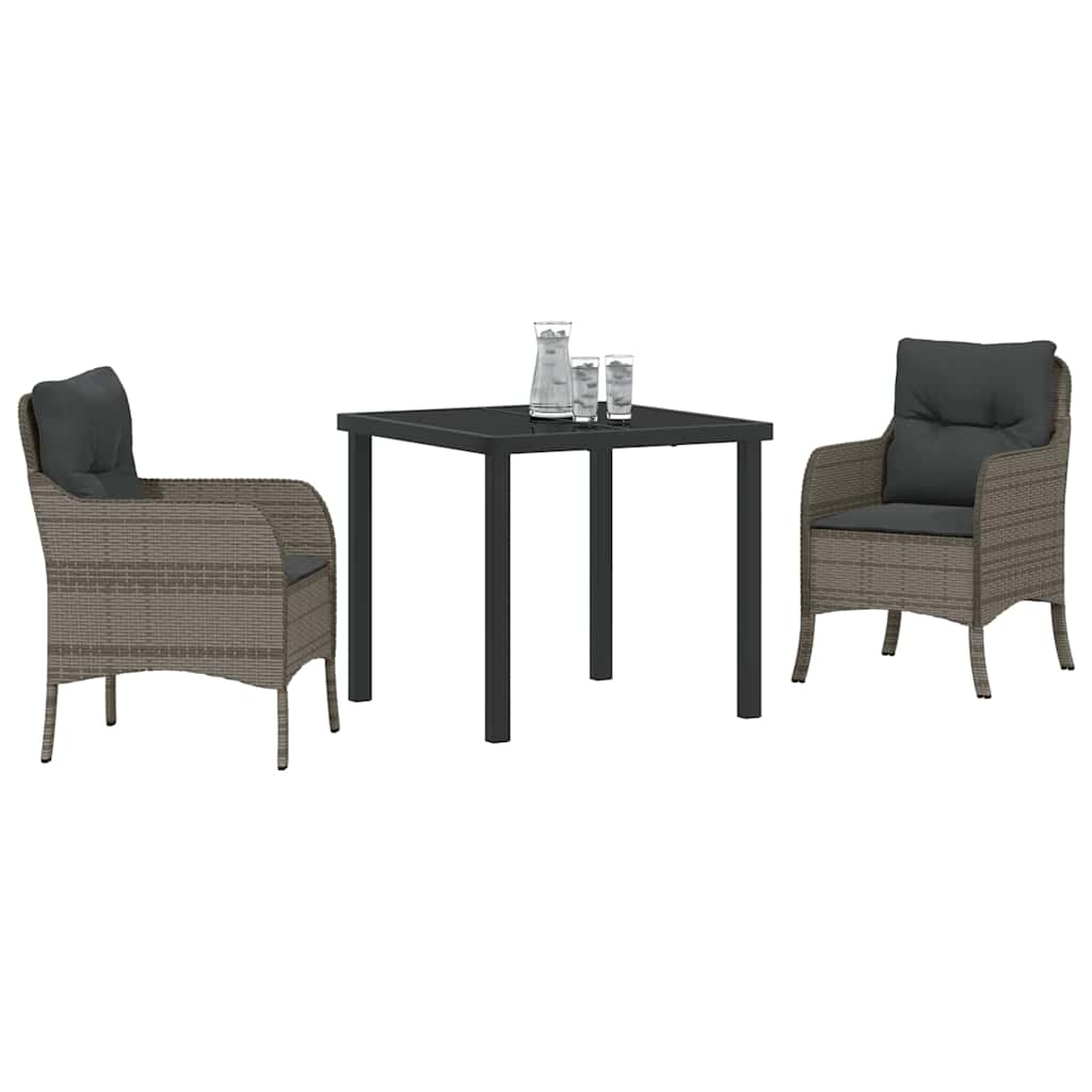 Ensemble de salle à manger pour jardin 3 pcs Gris polyrotin - XIOS