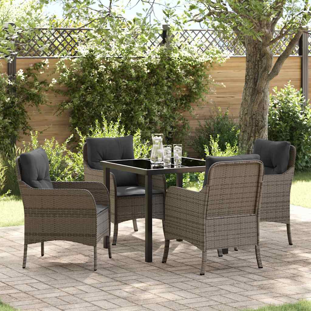 Ensemble de salle à manger pour jardin 5 pcs Gris polyrotin - XIOS