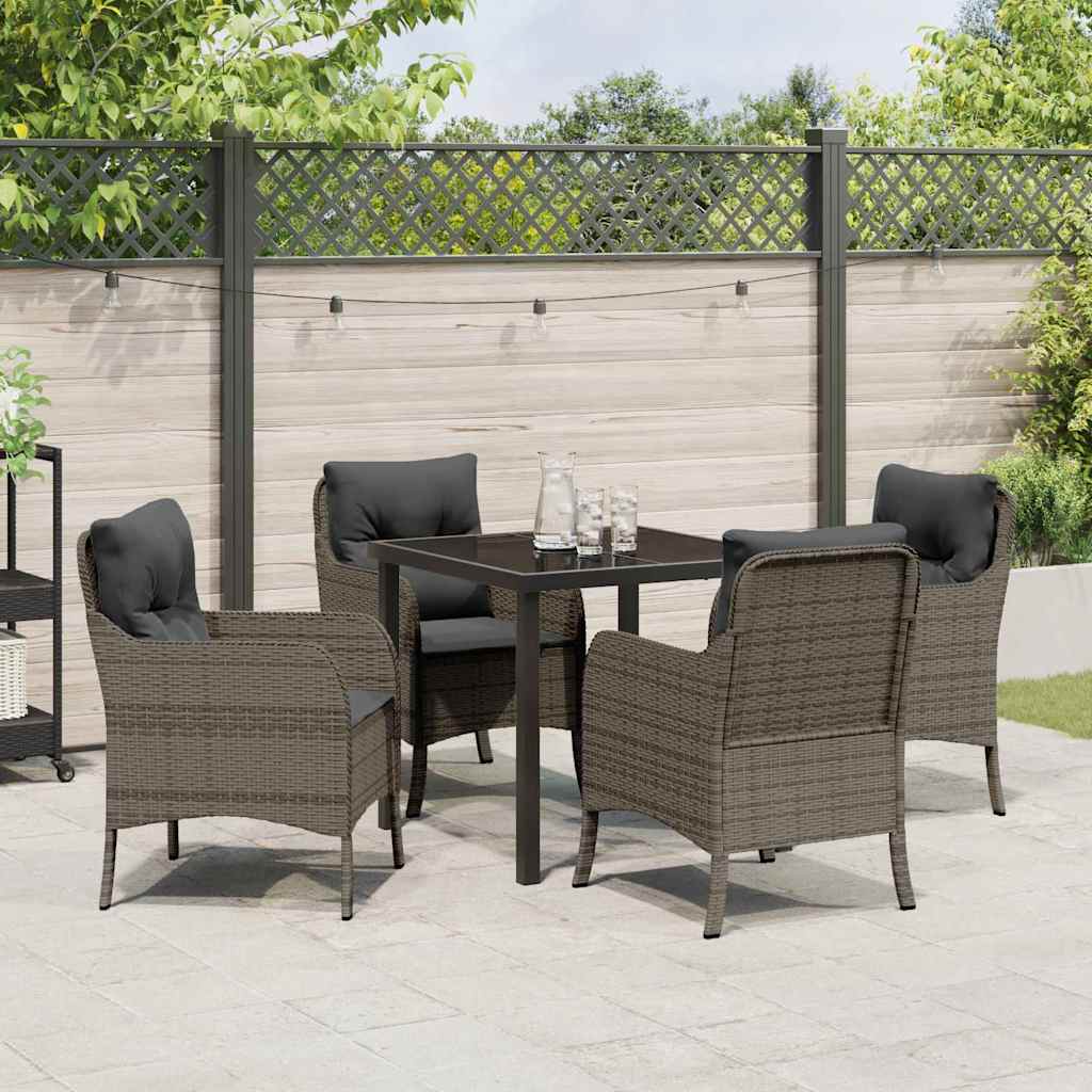 Ensemble de salle à manger pour jardin 5 pcs Gris polyrotin - XIOS