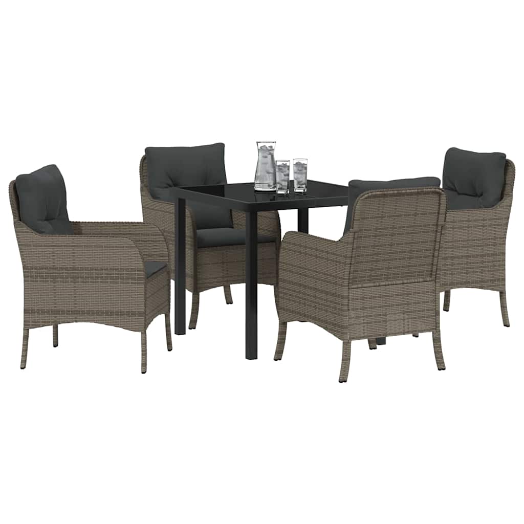 Ensemble de salle à manger pour jardin 5 pcs Gris polyrotin - XIOS