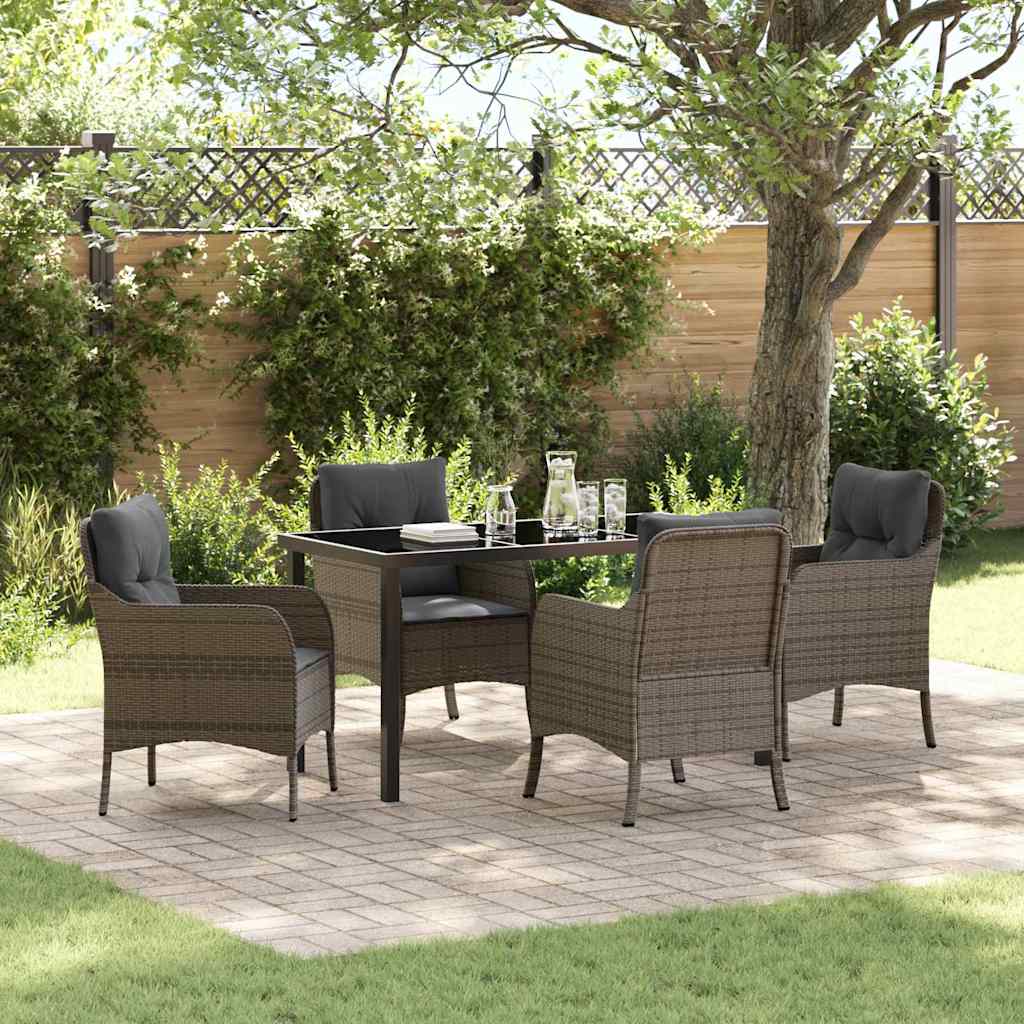 Ensemble de salle à manger pour jardin 5 pcs Gris polyrotin - XIOS