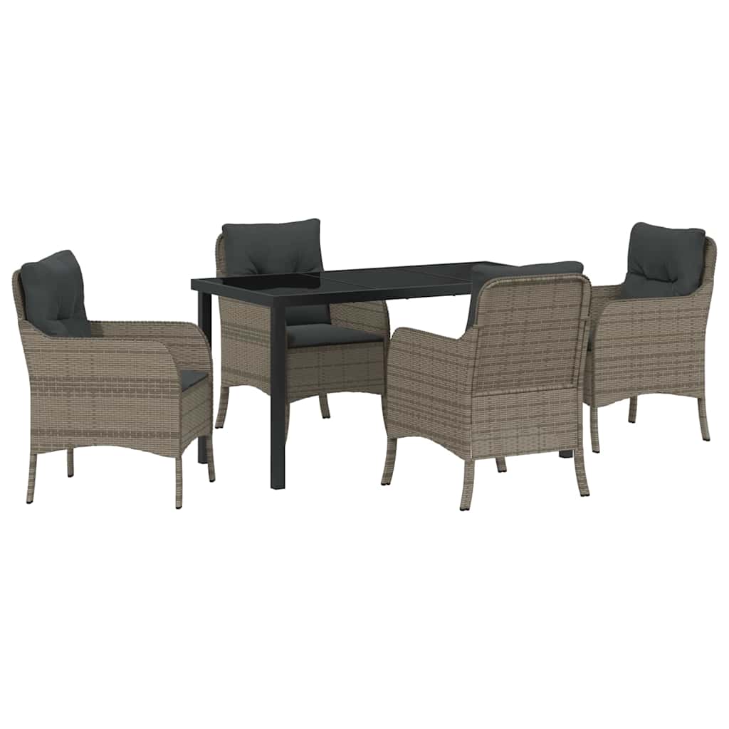 Ensemble de salle à manger pour jardin 5 pcs Gris polyrotin - XIOS