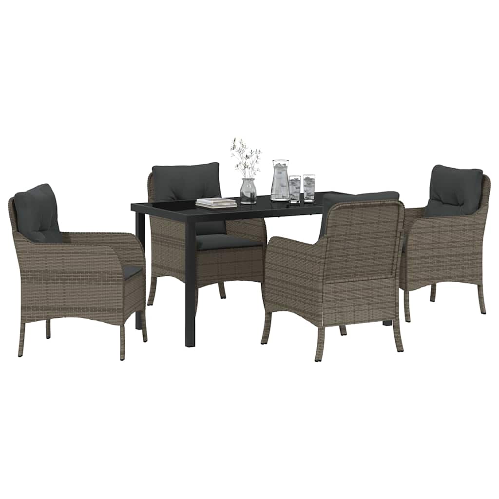 Ensemble de salle à manger pour jardin 5 pcs Gris polyrotin - XIOS