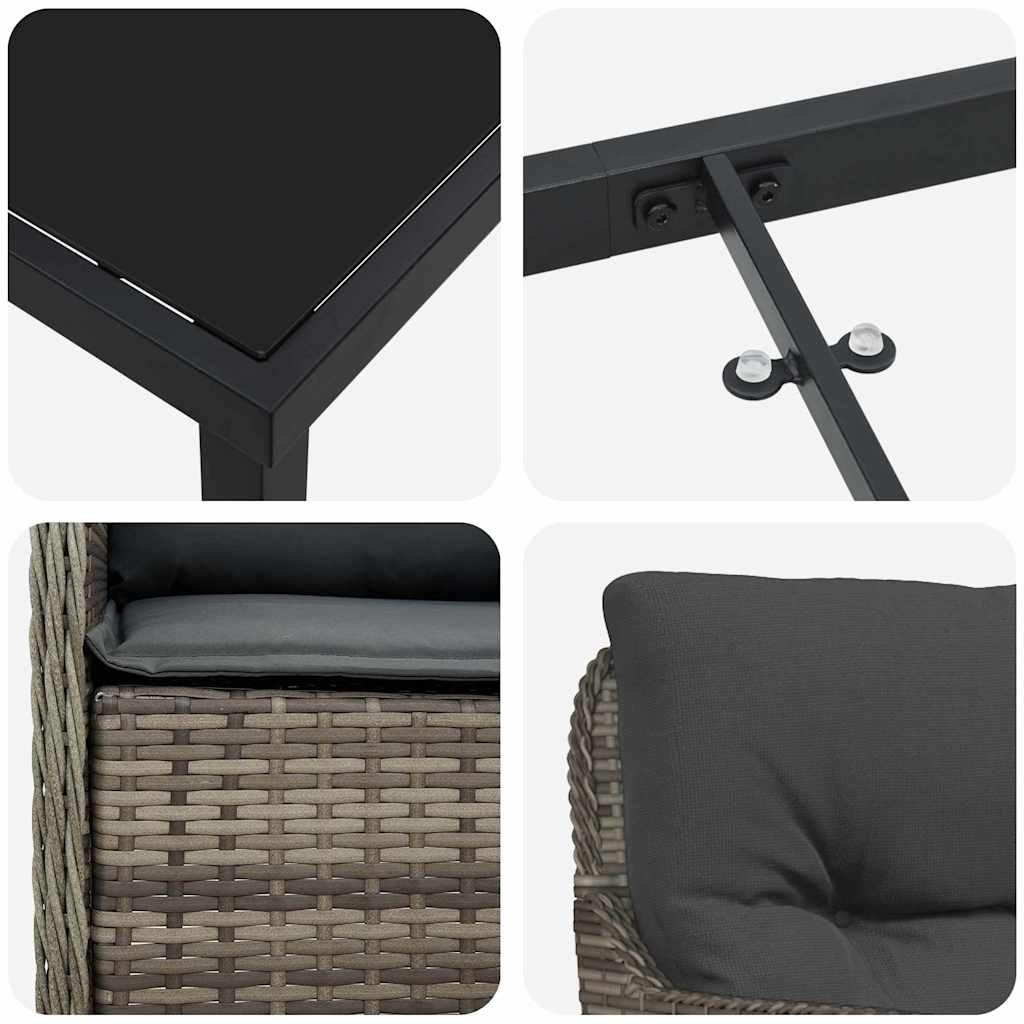 Ensemble de salle à manger pour jardin 5 pcs Gris polyrotin - XIOS