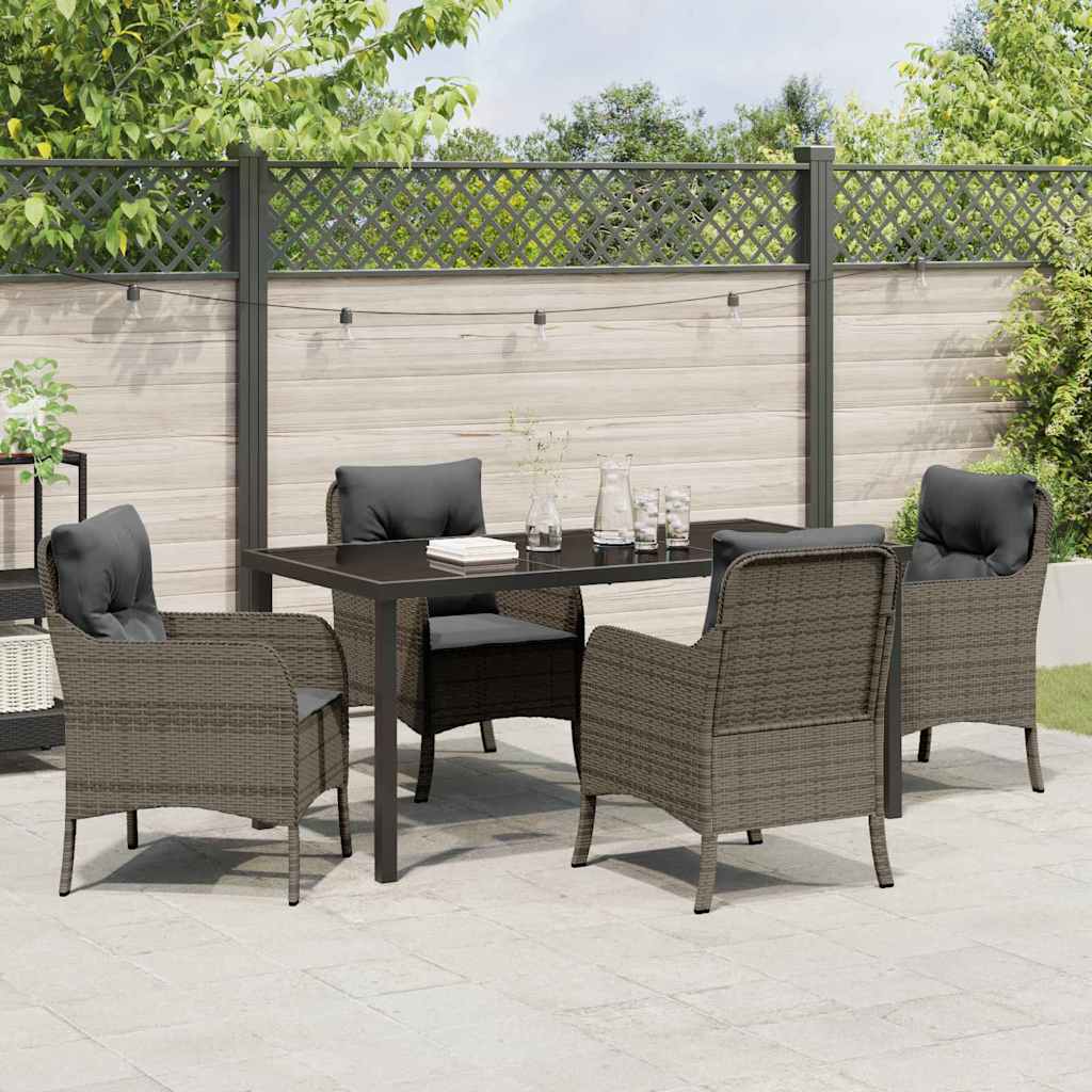 Ensemble de salle à manger pour jardin 5 pcs Gris polyrotin - XIOS
