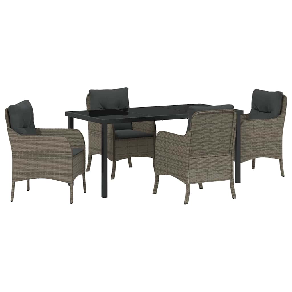 Ensemble de salle à manger pour jardin 5 pcs Gris polyrotin - XIOS