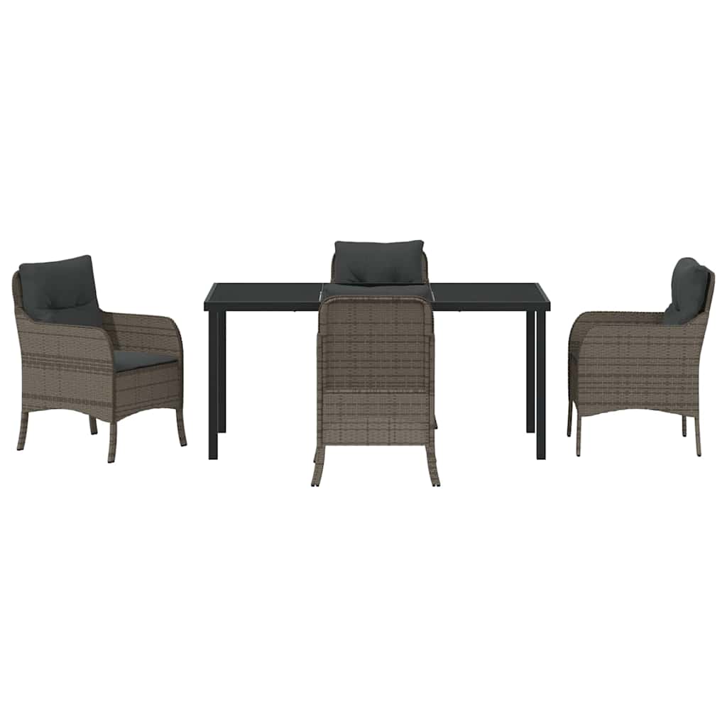 Ensemble de salle à manger pour jardin 5 pcs Gris polyrotin - XIOS