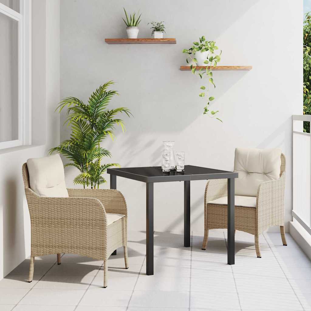 Ensemble de salle à manger pour jardin 3 pcs Beige polyrotin - XIOS