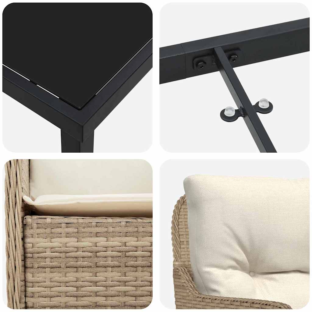 Ensemble de salle à manger pour jardin 5 pcs Beige polyrotin - XIOS