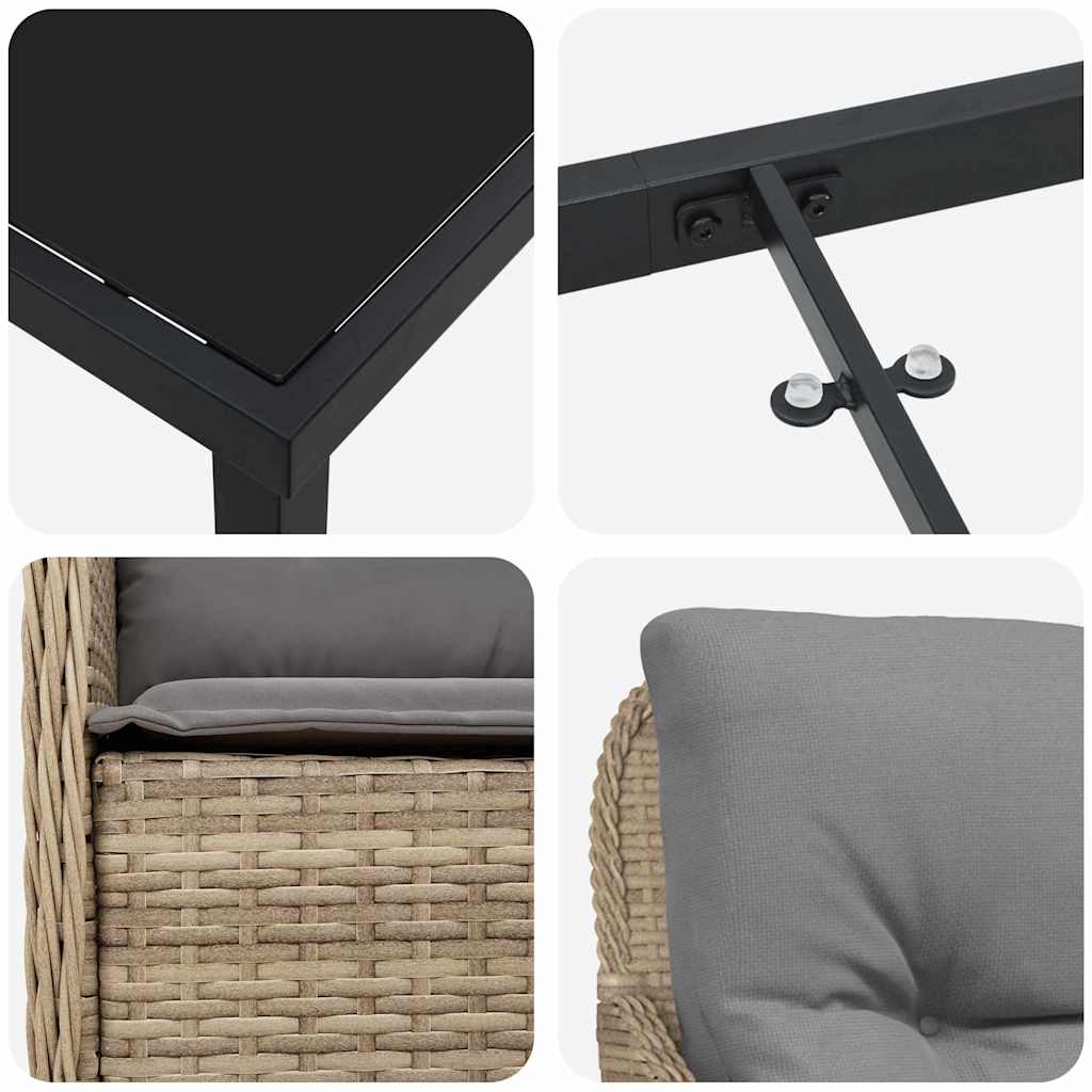 Ensemble de salle à manger pour jardin 3 pcs Beige polyrotin - XIOS
