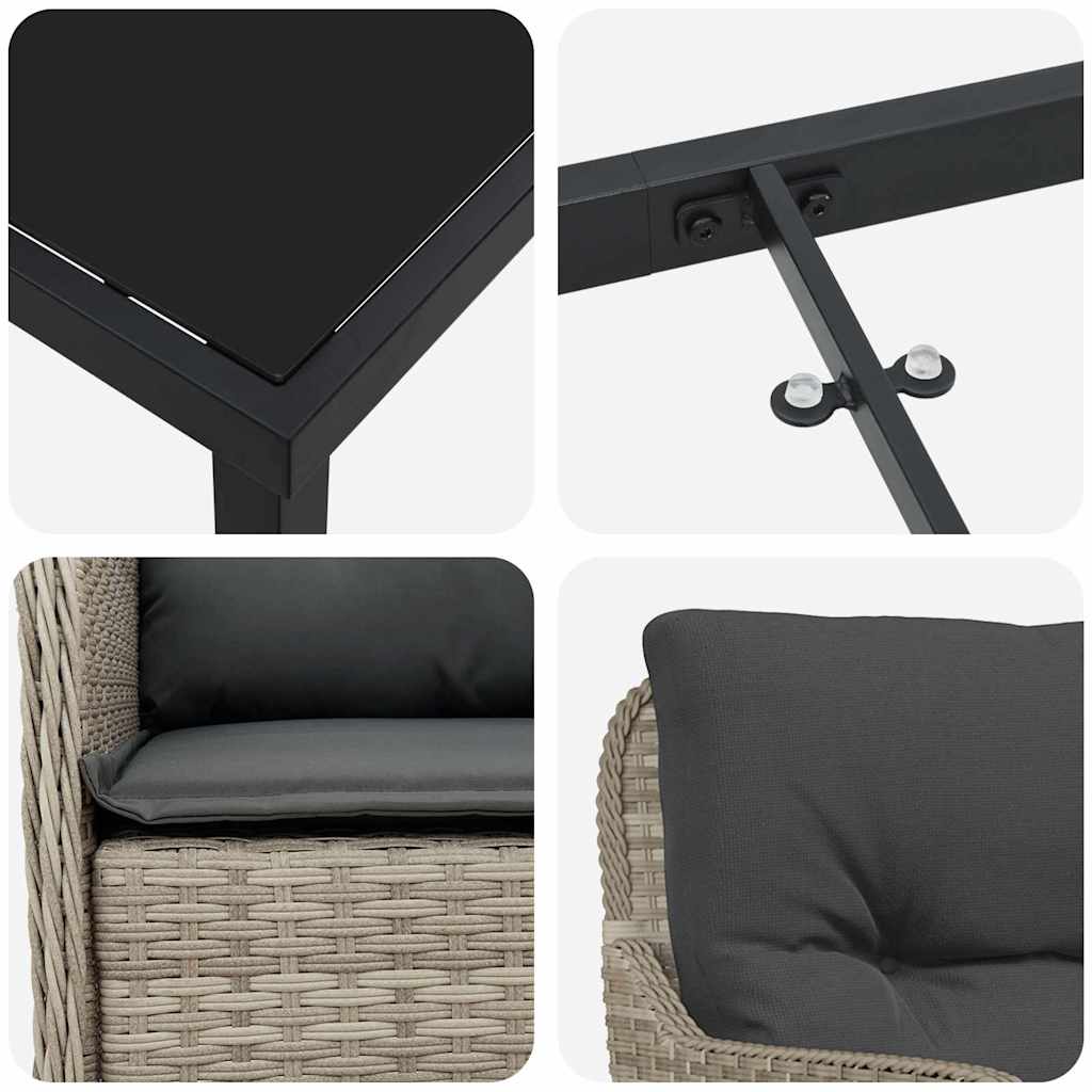 Ensemble de salle à manger pour jardin 3 pcs Gris clair - XIOS