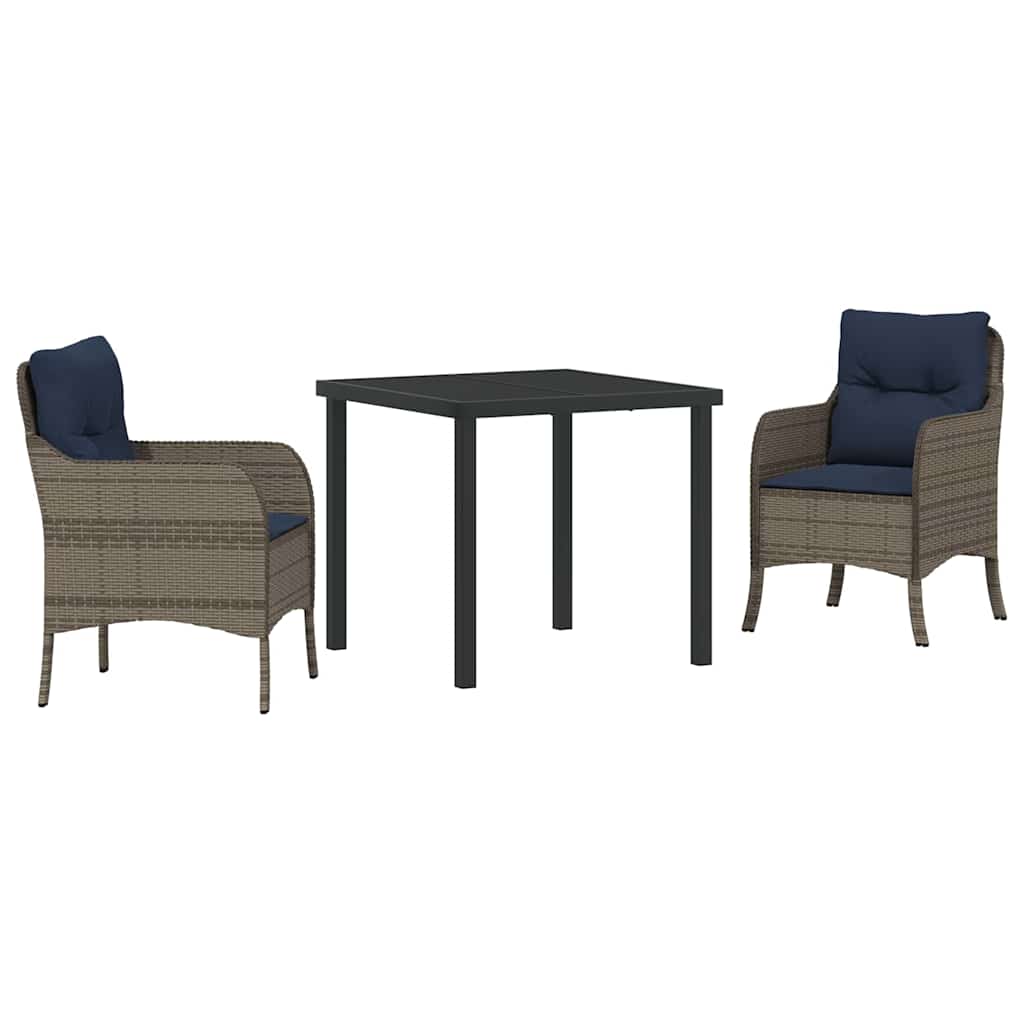 Ensemble de salle à manger pour jardin 3 pcs Gris polyrotin - XIOS