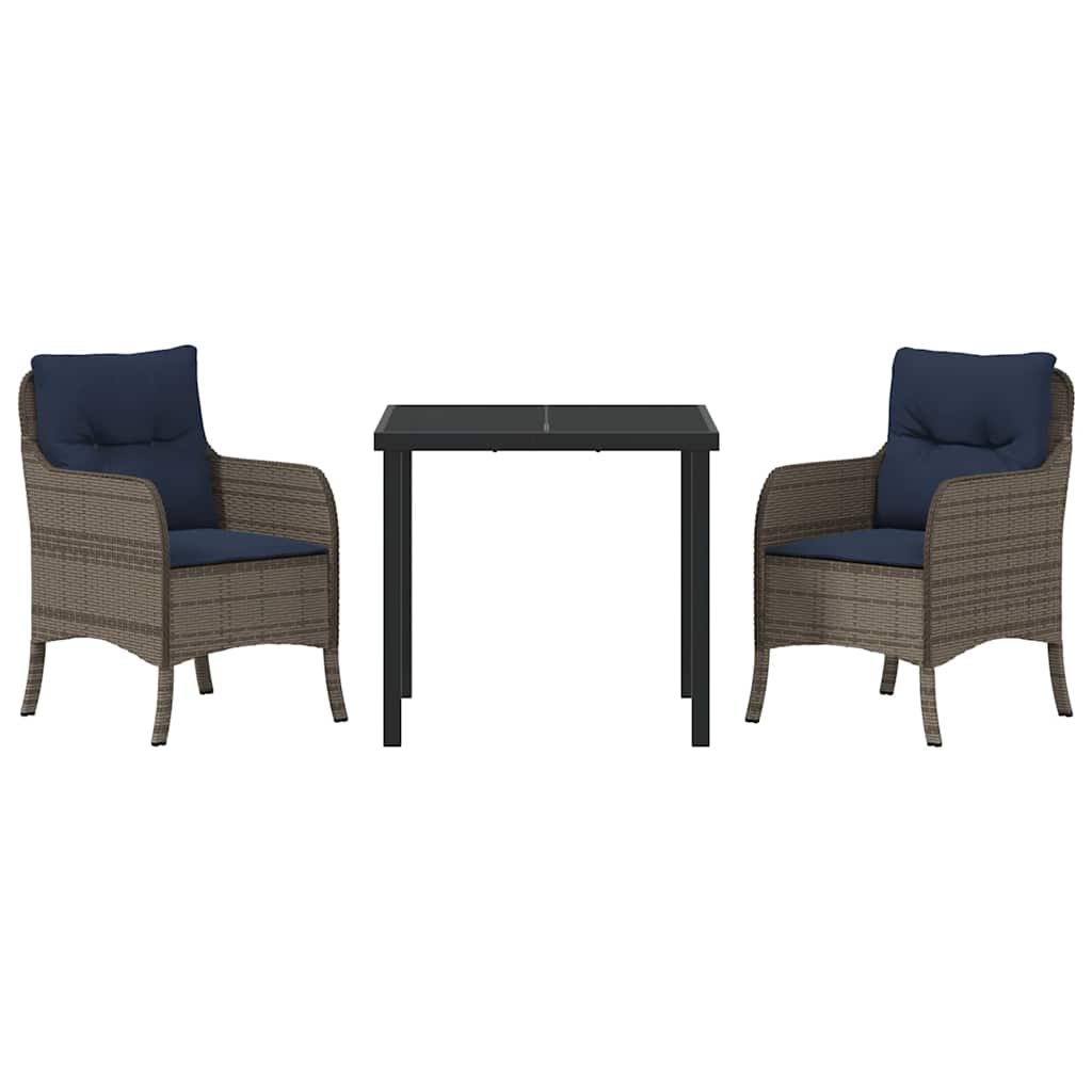 Ensemble de salle à manger pour jardin 3 pcs Gris polyrotin - XIOS