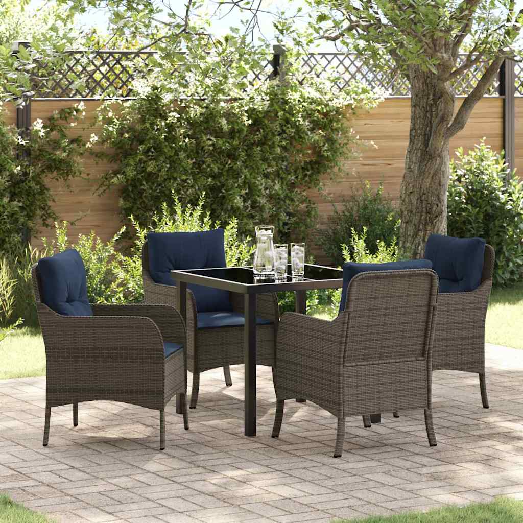 Ensemble de salle à manger pour jardin 5 pcs Gris polyrotin - XIOS