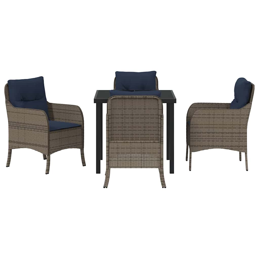 Ensemble de salle à manger pour jardin 5 pcs Gris polyrotin - XIOS
