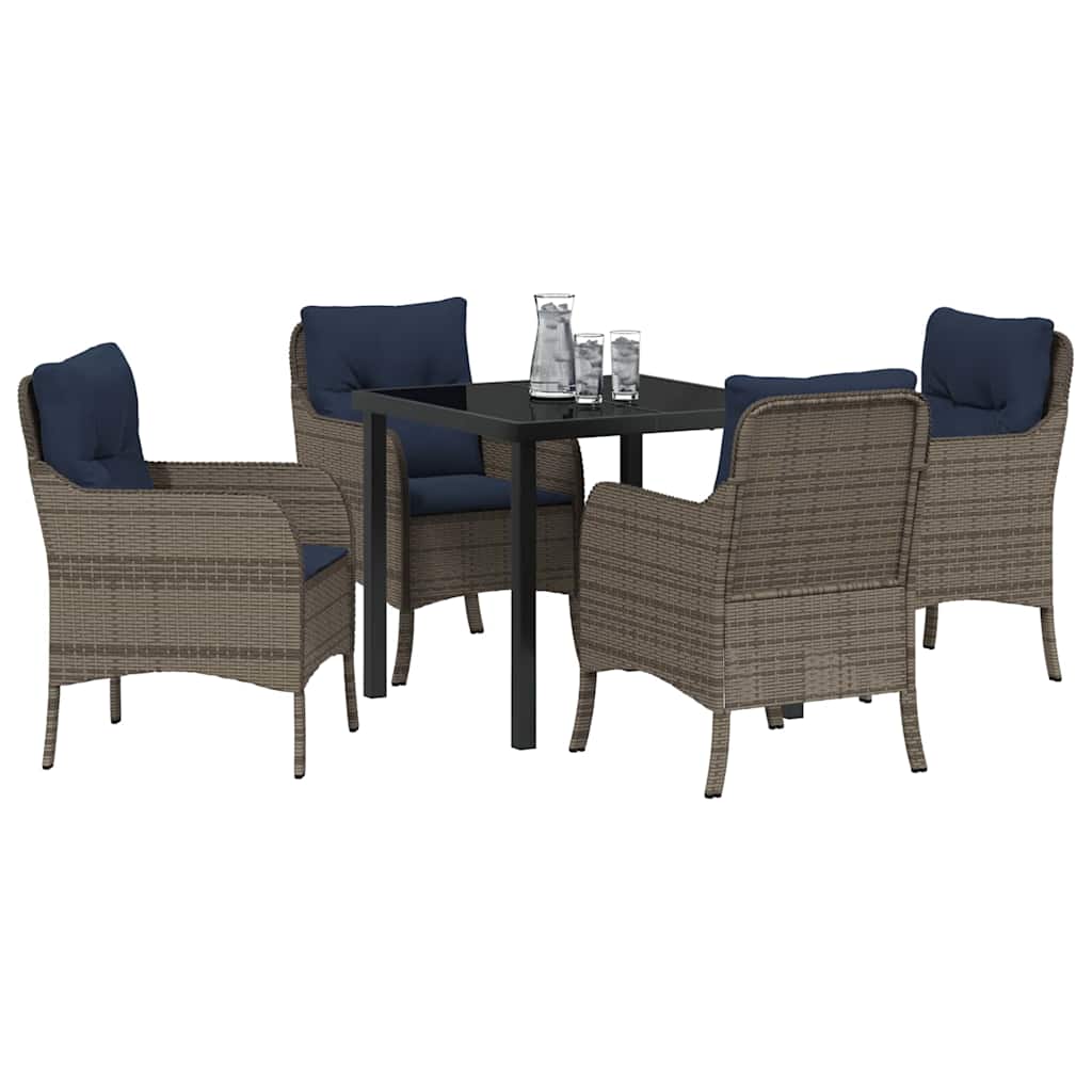 Ensemble de salle à manger pour jardin 5 pcs Gris polyrotin - XIOS