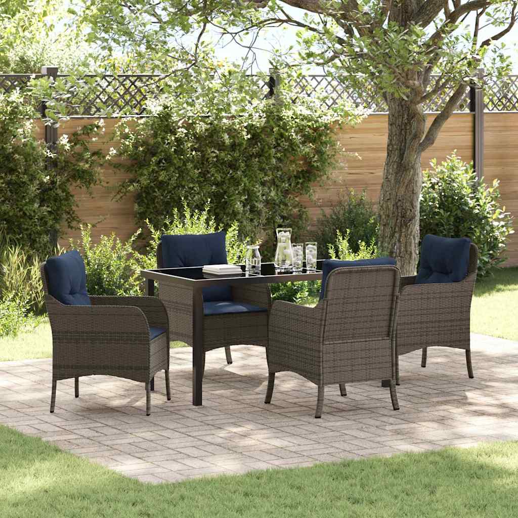 Ensemble de salle à manger pour jardin 5 pcs Gris polyrotin - XIOS