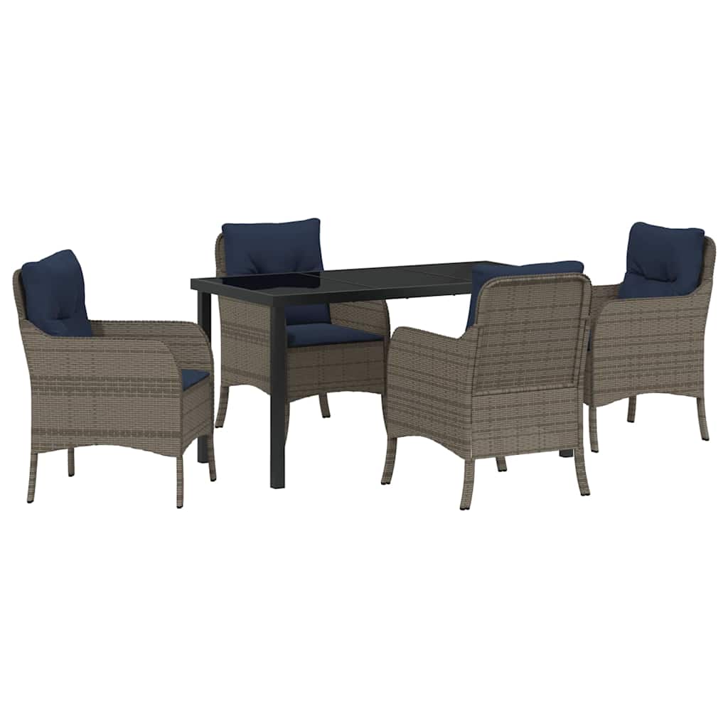 Ensemble de salle à manger pour jardin 5 pcs Gris polyrotin - XIOS