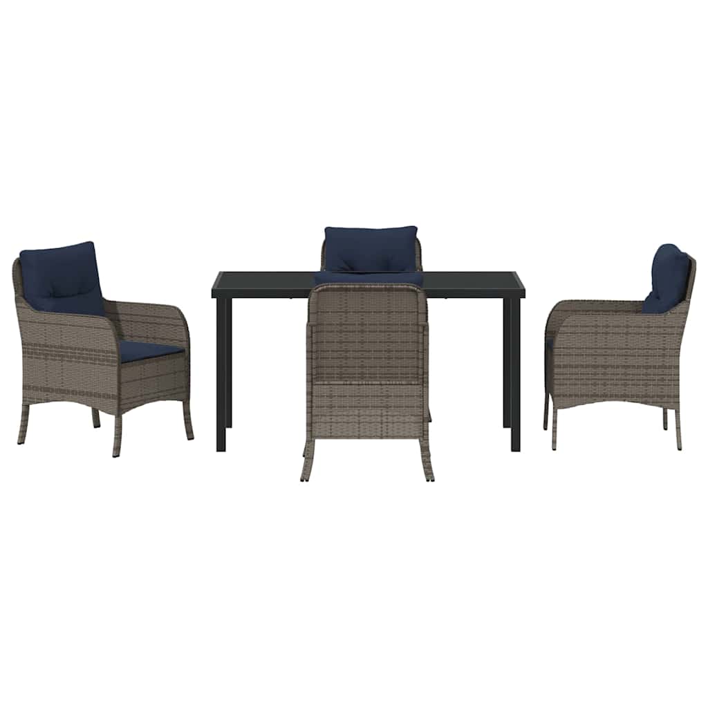 Ensemble de salle à manger pour jardin 5 pcs Gris polyrotin - XIOS