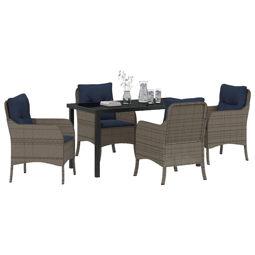 Ensemble de salle à manger pour jardin 5 pcs Gris polyrotin - XIOS