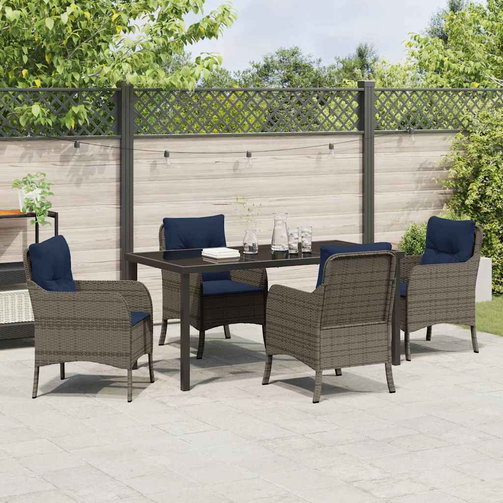Ensemble de salle à manger pour jardin 5 pcs Gris polyrotin - XIOS
