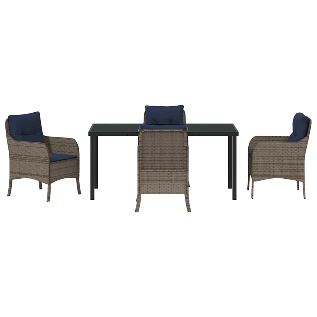 Ensemble de salle à manger pour jardin 5 pcs Gris polyrotin - XIOS