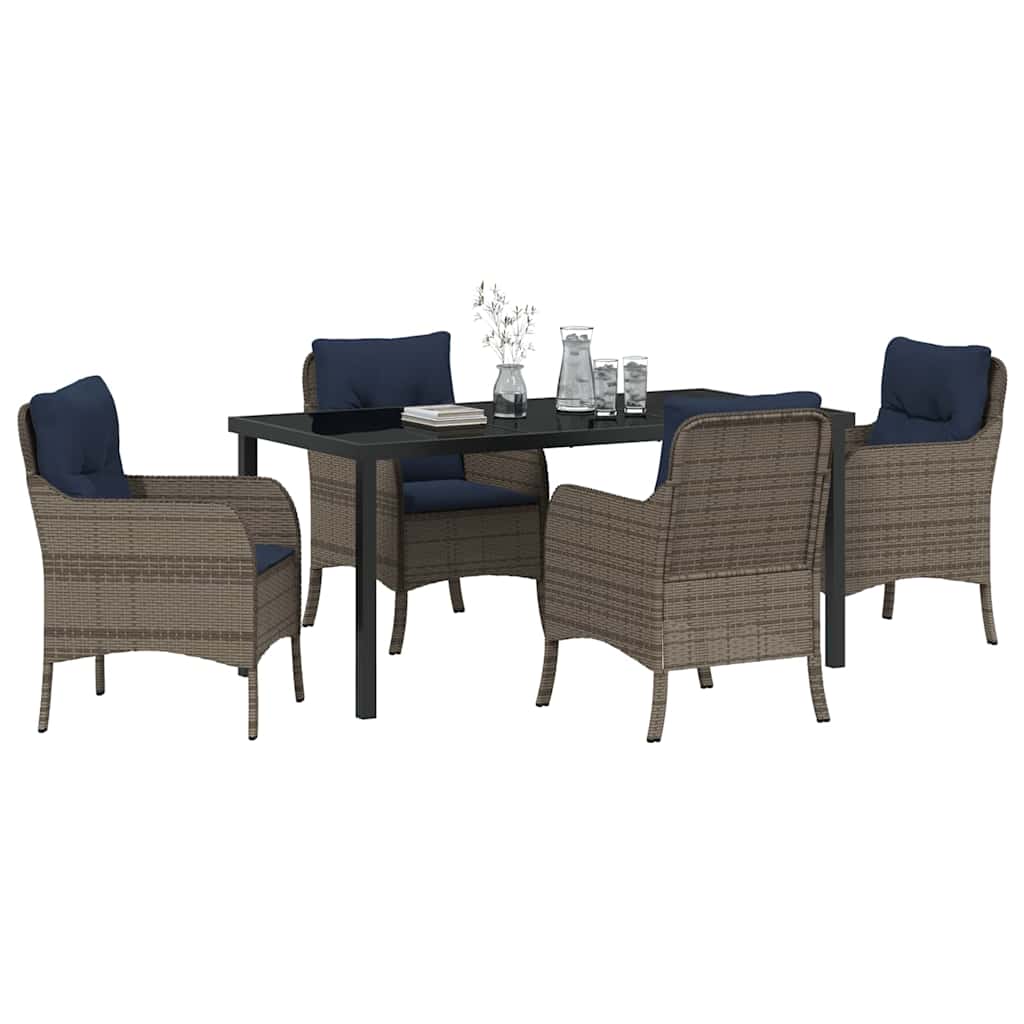 Ensemble de salle à manger pour jardin 5 pcs Gris polyrotin - XIOS