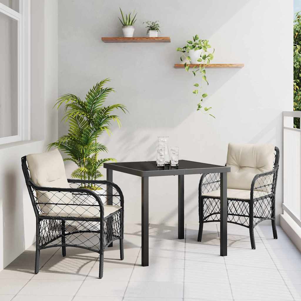 Ensemble de salle à manger pour jardin 3 pcs Noir polyrotin - XIOS
